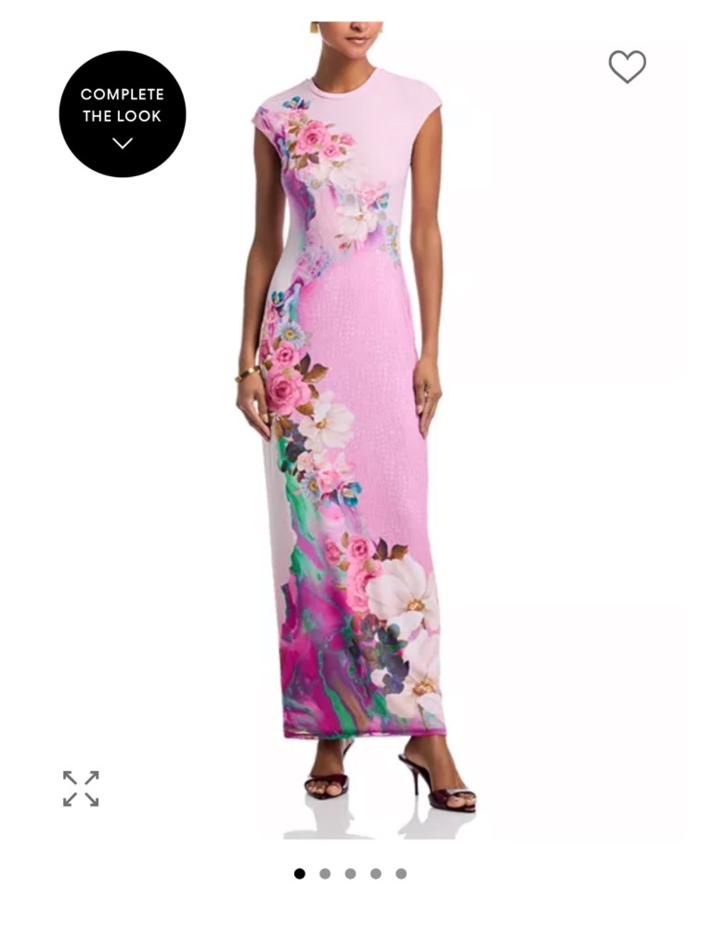 AFRM Pink Floral Cap-Sleeve Maxi Dress